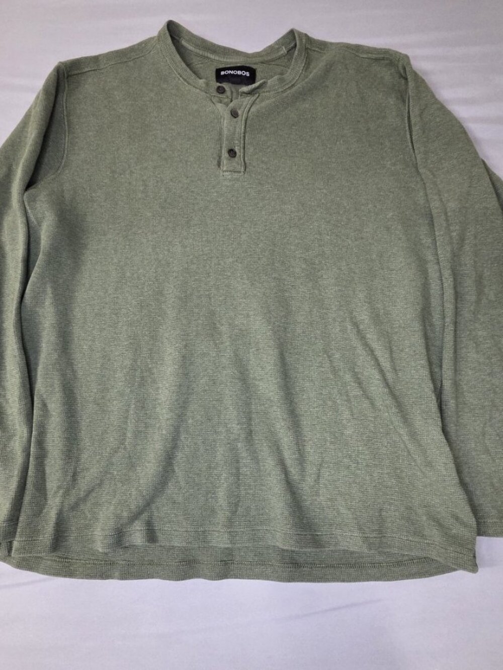 Bonobos XL Olive Waffle Knit Henley 100 Cotton